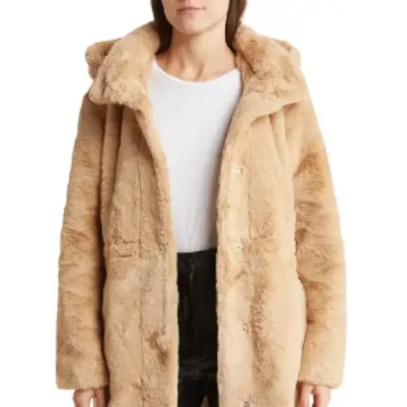 Sebby Jackets Coats Sebby Faux Fur Hooded Reversible Jacket